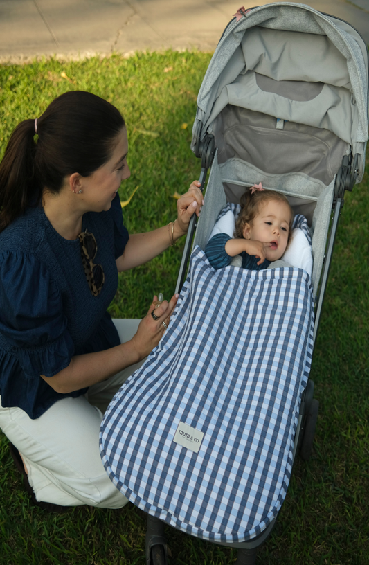 Saco para coche Vichy azul