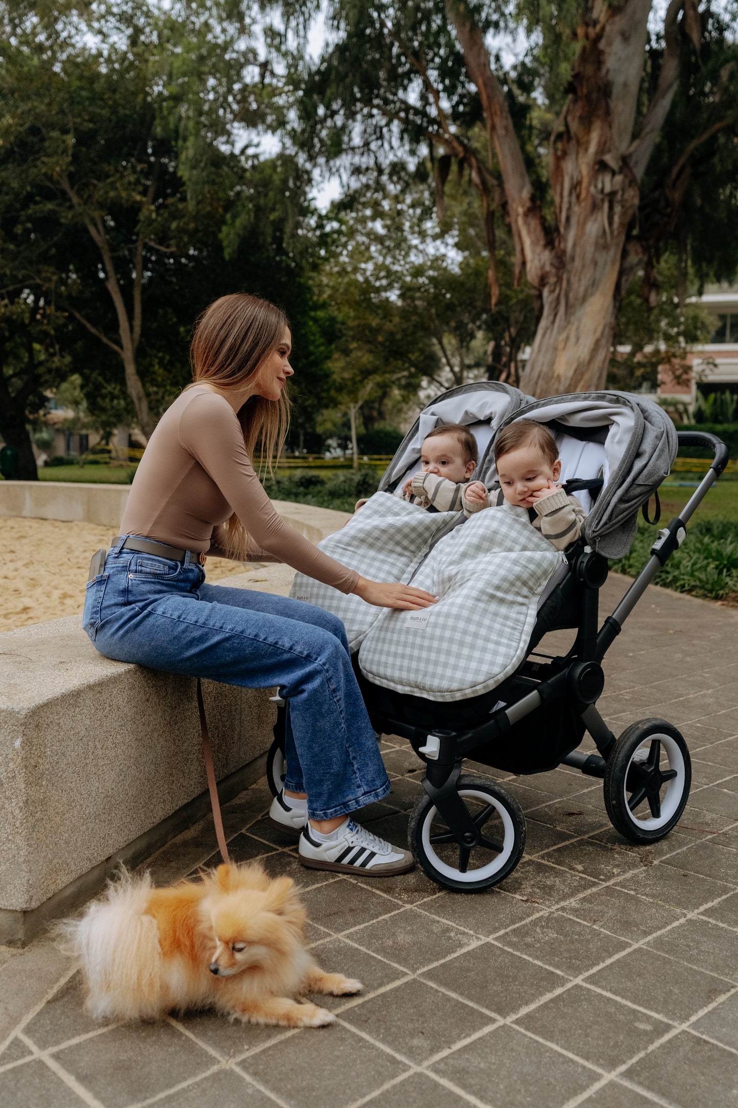 Saco para coche Vichy gris