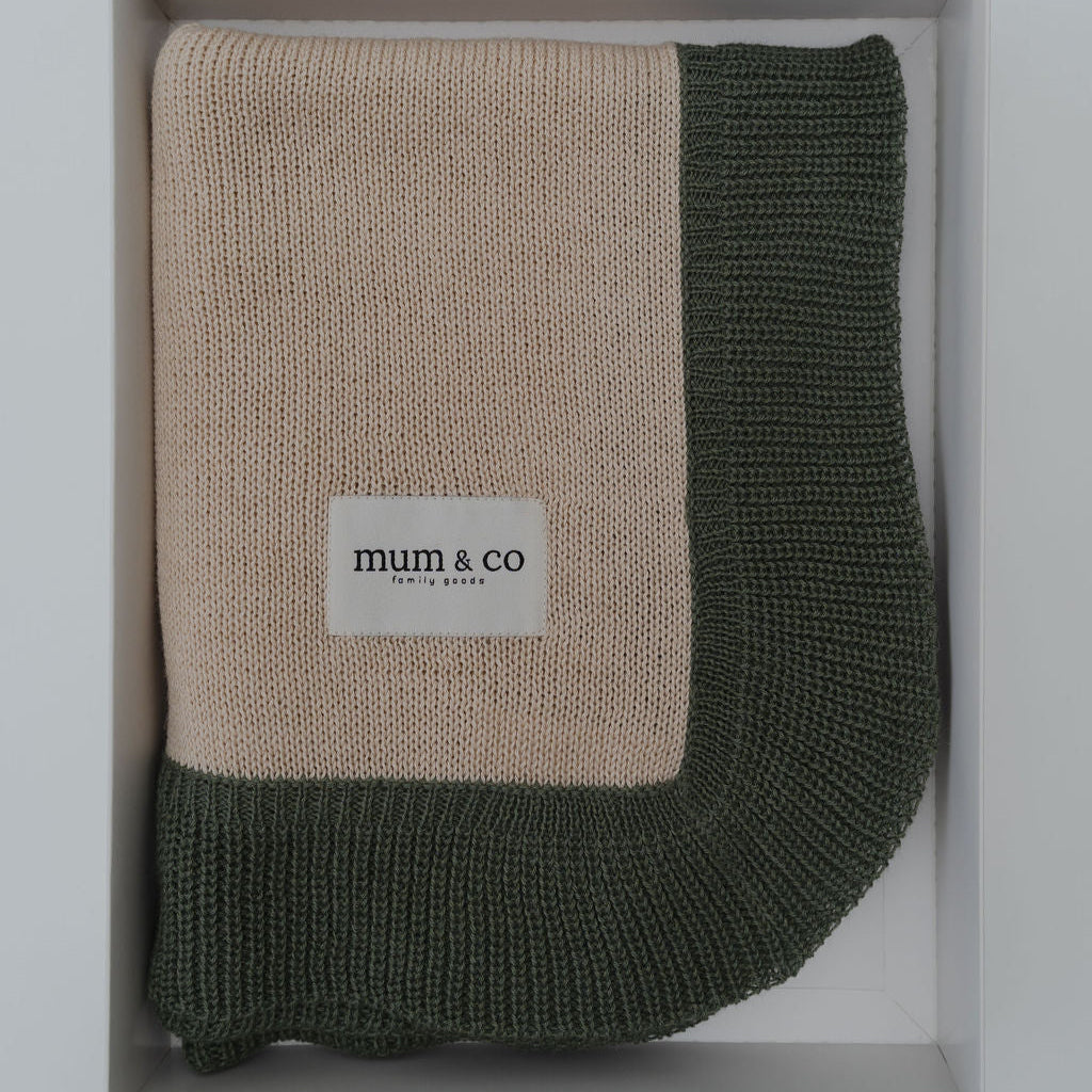 Manta Tejida Beige & Verde