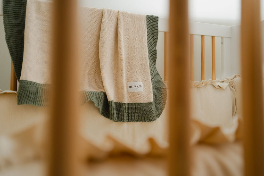 Manta Tejida Beige & Verde